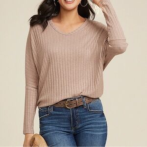 Maurices Ribbed Tan Blouse
